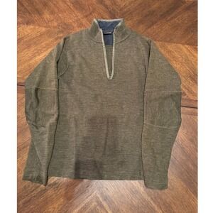 LL Bean Mens 100% Merino Wool 1/4 Zip Pullover Sweater Green SM‎ REG |Q1